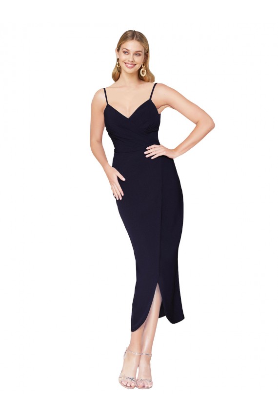 Stretch Crepe Mermaid Knee Length Sleeveless V-Back Formal Dress / Bridesmaid Dress Barrie