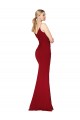 Stretch Crepe Mermaid Long Sleeveless V-Back Burgundy Prom Dresses Barrie