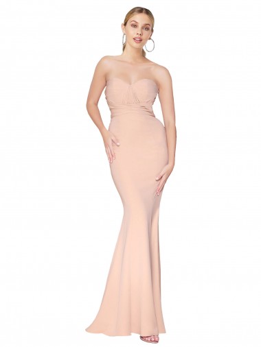 Stretch Crepe Mermaid Long Sleeveless Formal Dress / Bridesmaid Gowns Barrie