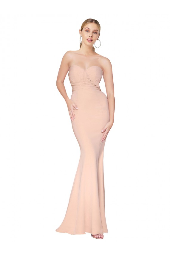Stretch Crepe Mermaid Long Sleeveless Formal Dress / Bridesmaid Gowns Barrie