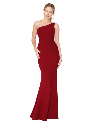 Stretch Crepe Mermaid Mermaid Sleeveless Burgundy Formal Evening Gown / Prom Dress / Bridesmaid Dress Barrie