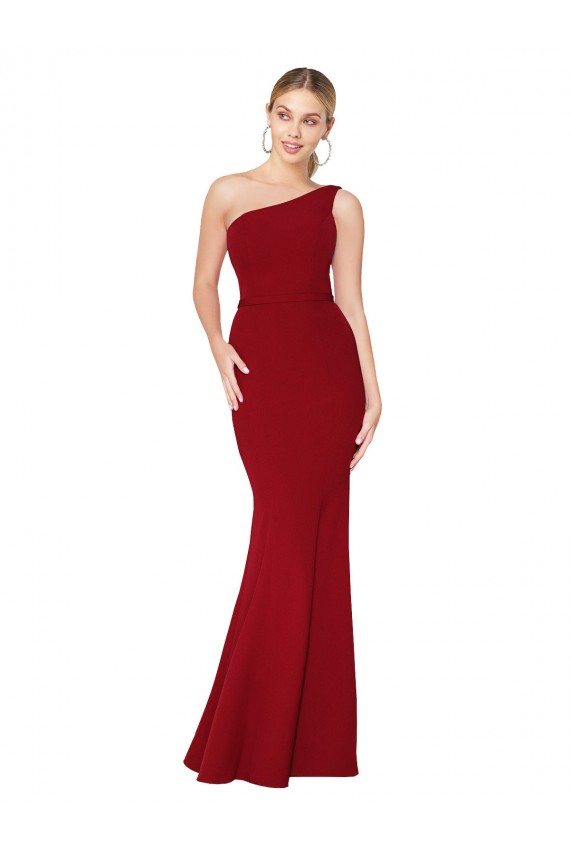 Stretch Crepe Mermaid Mermaid Sleeveless Burgundy Formal Evening Gown / Prom Dress / Bridesmaid Dress Barrie