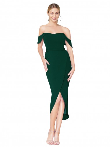 Stretch Crepe Mermaid Knee Length Sleeveless High Low Evening Dress / Prom Dress / Bridesmaid Dress Barrie