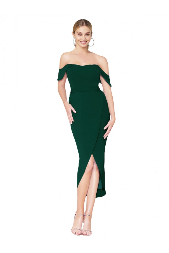 Stretch Crepe Mermaid Knee Length Sleeveless High Low Evening Dress / Prom Dress / Bridesmaid Dress Barrie