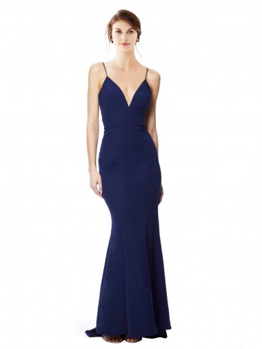 Stretch Crepe Mermaid Long Sleeveless Open Back Formal Dress / Bridesmaid Dress Barrie