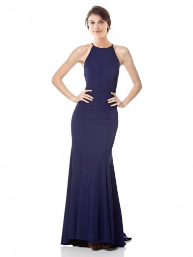 Stretch Crepe Mermaid Mermaid Sleeveless Navy Blue Bridesmaid Dress / Formal Dress Barrie