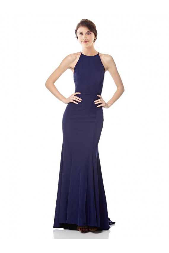 Stretch Crepe Mermaid Mermaid Sleeveless Navy Blue Bridesmaid Dress / Formal Dress Barrie