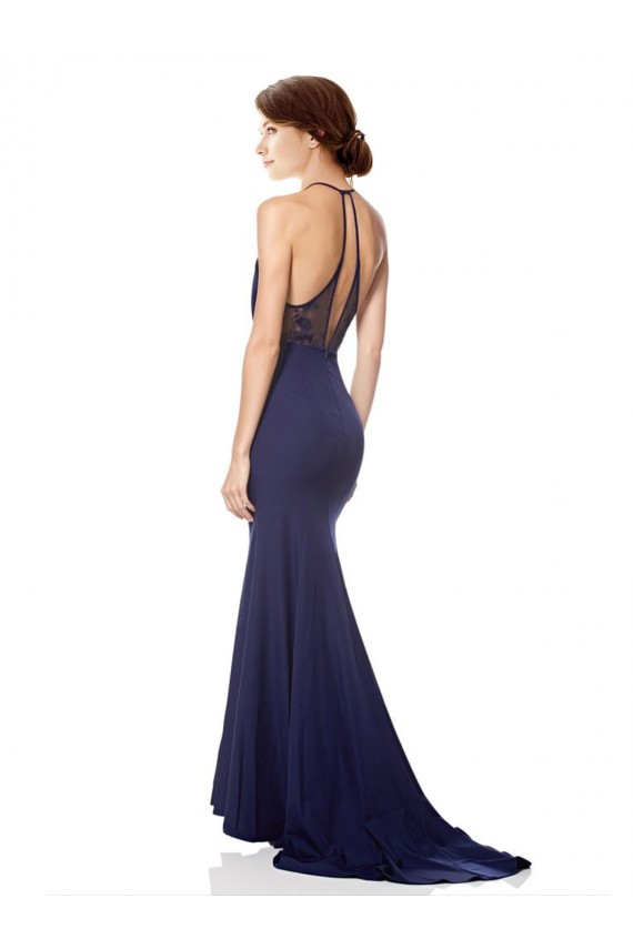 Stretch Crepe Mermaid Mermaid Sleeveless Navy Blue Bridesmaid Dress / Formal Dress Barrie