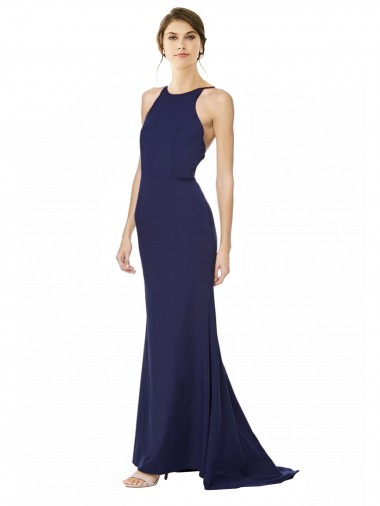 Stretch Crepe Mermaid Long Sleeveless Criss Cross Open Back Formal Evening Gown / Prom Dress / Bridesmaid Dress Barrie