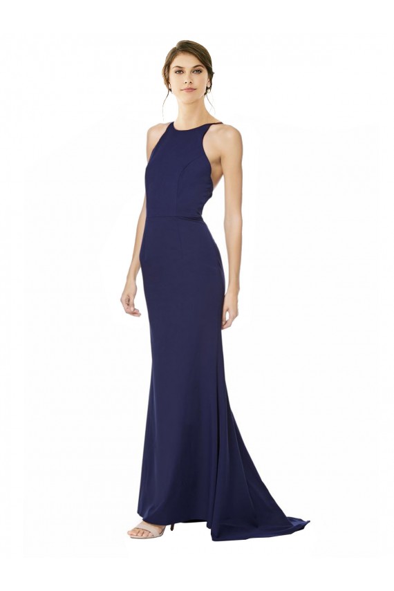 Stretch Crepe Mermaid Long Sleeveless Criss Cross Open Back Formal Evening Gown / Prom Dress / Bridesmaid Dress Barrie