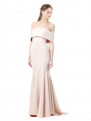 Stretch Crepe Mermaid Long Sleeveless Nude Formal Evening Gown / Prom Dress / Bridesmaid Dress Barrie