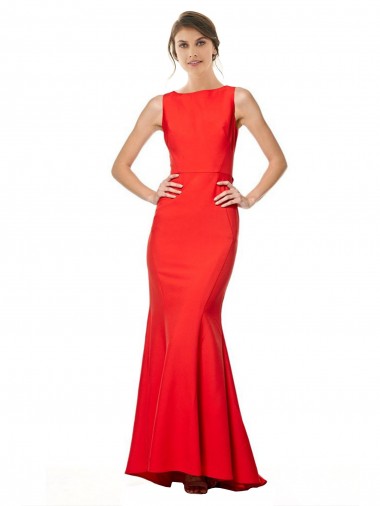 Stretch Crepe Mermaid Long Sleeveless Open Back Bridesmaid Dress / Evening Gowns Barrie