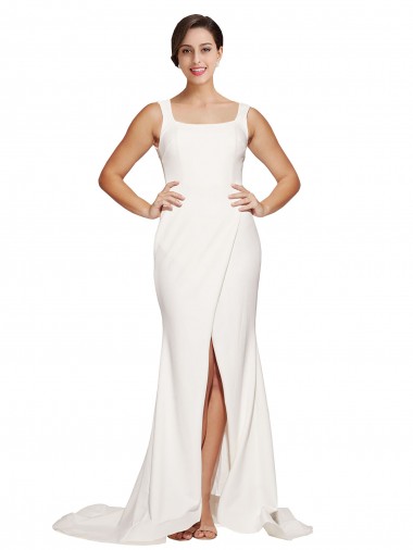 Stretch Crepe Sheath Sweep Train Sleeveless Low Back Semi Formal Evening Dress / Prom Dress / Bridesmaid Dress Barrie