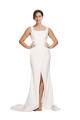 Stretch Crepe Sheath Sweep Train Sleeveless Low Back Semi Formal Evening Dress / Prom Dress / Bridesmaid Dress Barrie
