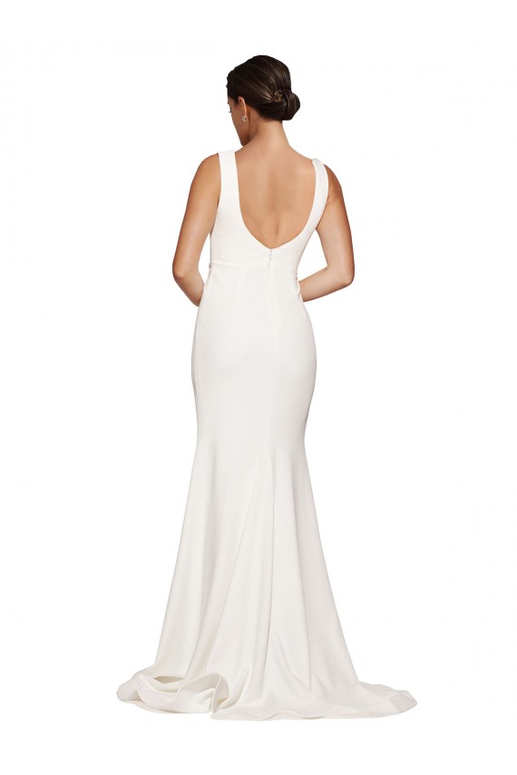 Stretch Crepe Sheath Sweep Train Sleeveless Low Back Semi Formal Evening Dress / Prom Dress / Bridesmaid Dress Barrie