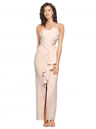 Stretch Crepe Sheath Long Sleeveless Low Back Semi Formal Evening Dress / Prom Dress / Bridesmaid Dress Barrie