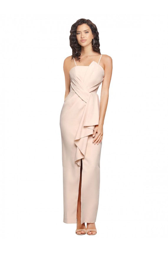 Stretch Crepe Sheath Long Sleeveless Low Back Semi Formal Evening Dress / Prom Dress / Bridesmaid Dress Barrie