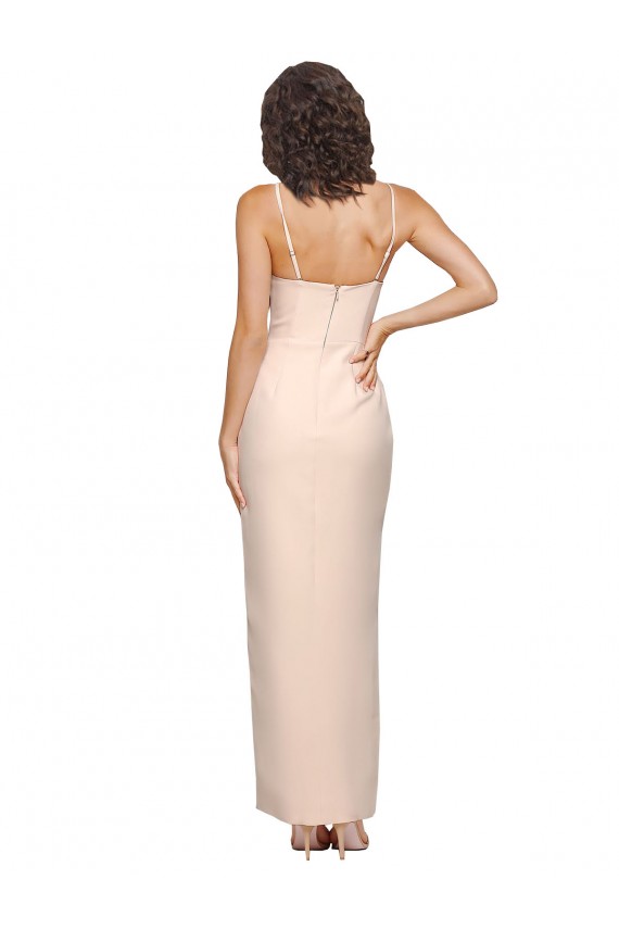 Stretch Crepe Sheath Long Sleeveless Low Back Semi Formal Evening Dress / Prom Dress / Bridesmaid Dress Barrie