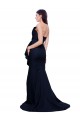Stretch Crepe Sheath Sweep Train Sleeveless Low Back Dark Navy Prom Dresses Barrie