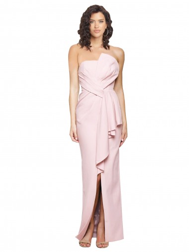 Stretch Crepe Sheath Long Sleeveless Pink Low Back Formal Dress / Bridesmaid Dress Barrie