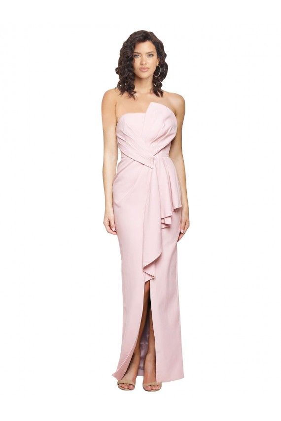 Stretch Crepe Sheath Long Sleeveless Pink Low Back Formal Dress / Bridesmaid Dress Barrie