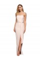 Stretch Crepe Sheath Long Sleeveless Low Back Nude Prom Dresses Barrie