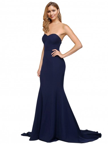 Stretch Crepe A-Line Sweep Train Sleeveless Low Back Formal Evening Gown / Prom Dress / Bridesmaid Dress Barrie