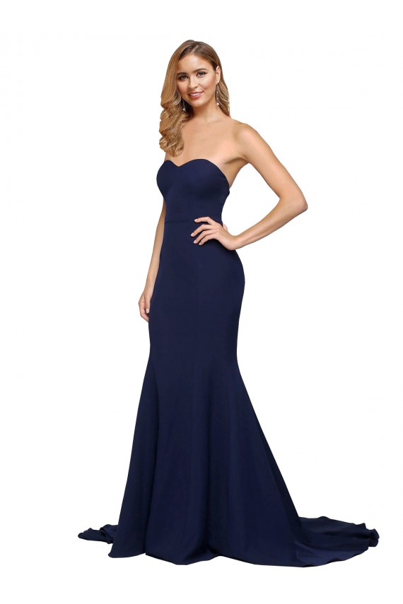 Stretch Crepe A-Line Sweep Train Sleeveless Low Back Formal Evening Gown / Prom Dress / Bridesmaid Dress Barrie