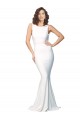 Stretch Crepe Sheath Long Sleeveless High Neck Low Back Prom Dresses Barrie