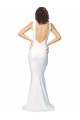 Stretch Crepe Sheath Long Sleeveless High Neck Low Back Prom Dresses Barrie