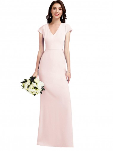 Stretch Crepe A-Line Long Cap Sleeves Formal Evening Gown / Prom Dress / Bridesmaid Dress Barrie