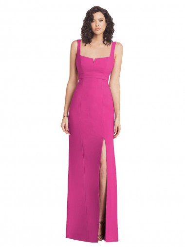 Stretch Crepe Trumpet Long Sleeveless Square Neck Low Back Prom Dresses Barrie