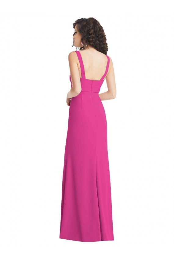 Stretch Crepe Trumpet Long Sleeveless Square Neck Low Back Prom Dresses Barrie