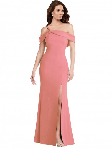 Stretch Crepe Trumpet Long Sleeveless Hot Pink Low Back Semi Formal Evening Dress / Prom Dress / Bridesmaid Dress Barrie