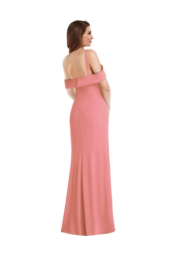 Stretch Crepe Trumpet Long Sleeveless Hot Pink Low Back Semi Formal Evening Dress / Prom Dress / Bridesmaid Dress Barrie