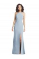 Stretch Crepe Trumpet Long Sleeveless Criss Cross Back Light Sky Blue Prom Dresses Barrie