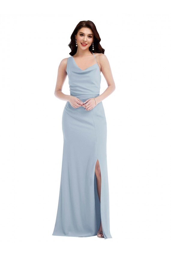 Stretch Crepe Trumpet Trumpet Sleeveless Light Sky Blue Formal Dress / Bridesmaid Dress Barrie