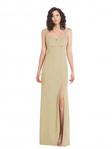 Stretch Crepe Trumpet Long Sleeveless Low Back Champagne Prom Dresses Barrie