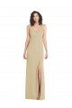 Stretch Crepe Trumpet Long Sleeveless Low Back Champagne Prom Dresses Barrie