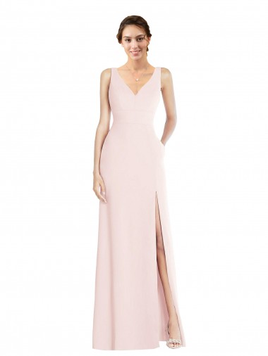 Stretch Crepe A-Line Long Sleeveless Low Back Black Tie Evening Gown / Prom Dress / Bridesmaid Dress Barrie