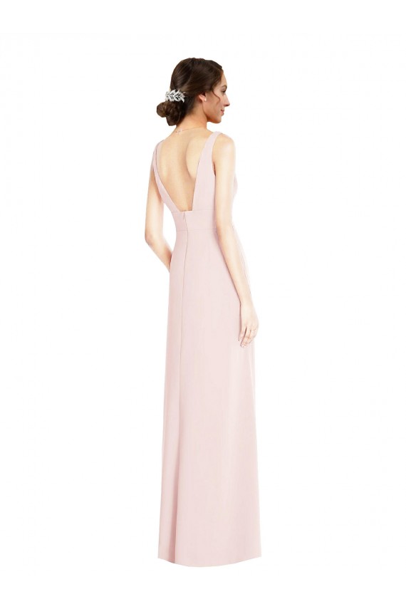 Stretch Crepe A-Line Long Sleeveless Low Back Black Tie Evening Gown / Prom Dress / Bridesmaid Dress Barrie