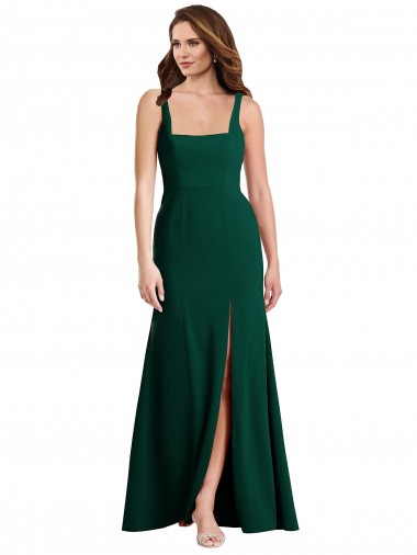 Stretch Crepe Trumpet Long Sleeveless Midnight Green Semi Formal Evening Dress / Prom Dress / Bridesmaid Dress Barrie