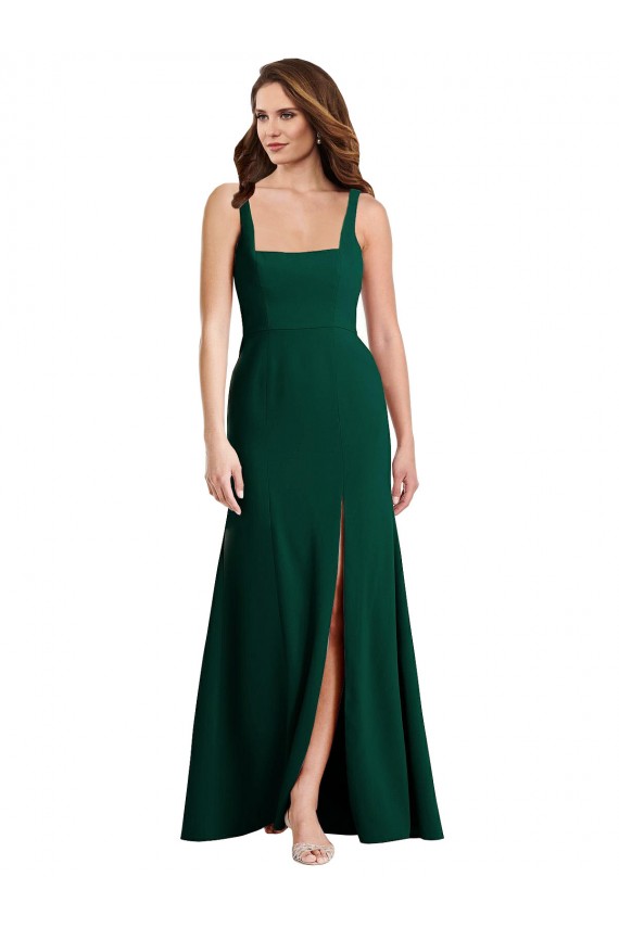 Stretch Crepe Trumpet Long Sleeveless Midnight Green Semi Formal Evening Dress / Prom Dress / Bridesmaid Dress Barrie