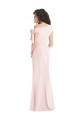 Stretch Crepe Trumpet Long Cap Sleeves Front Slit Prom Dresses Barrie