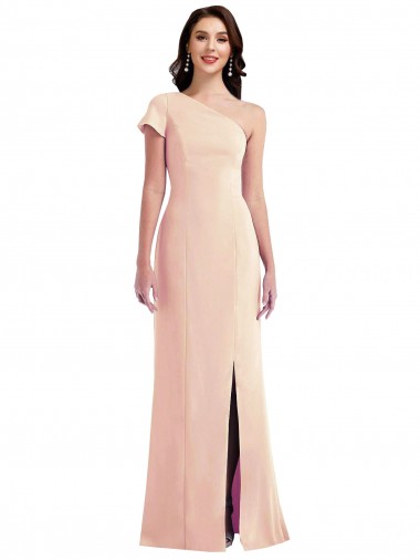 Stretch Crepe Trumpet Long Cap Sleeves Nude Prom Dresses Barrie