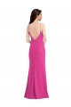 Stretch Crepe Trumpet Long Sleeveless Open Back Fuchsia Prom Dresses Barrie