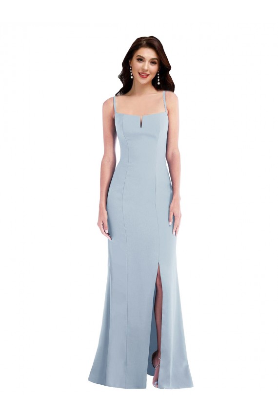 Stretch Crepe Trumpet Trumpet Sleeveless Light Sky Blue Bridesmaid Dress Barrie