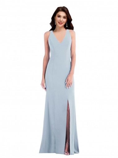 Stretch Crepe Trumpet Long Sleeveless Criss Cross Back Evening Dress / Bridesmaid Dress Barrie