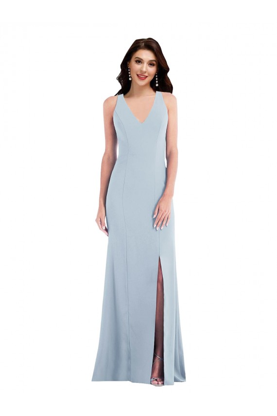 Stretch Crepe Trumpet Long Sleeveless Criss Cross Back Evening Dress / Bridesmaid Dress Barrie
