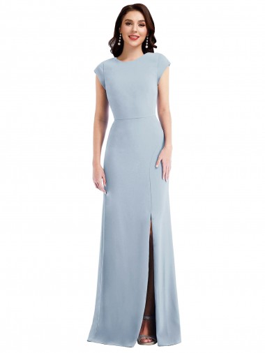 Stretch Crepe Trumpet Long Cap Sleeves Open Back Formal Evening Gown / Prom Dress / Bridesmaid Dress Barrie